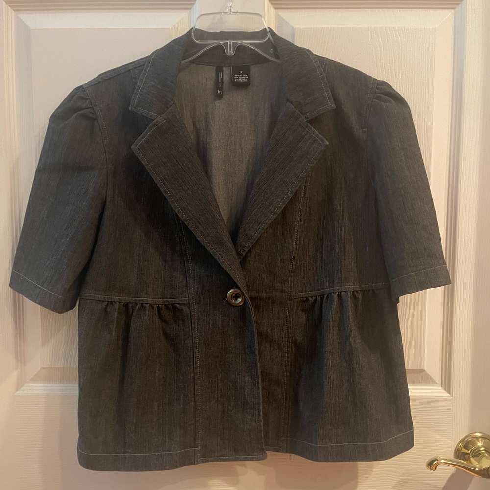 New Directions womens jean jacket with peplum